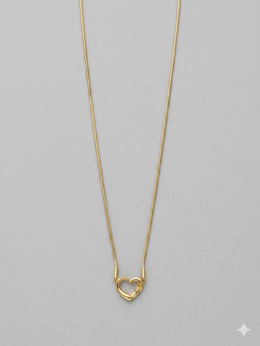 Elegante Schlangenhalskette endlos mit Herz-Karabiner