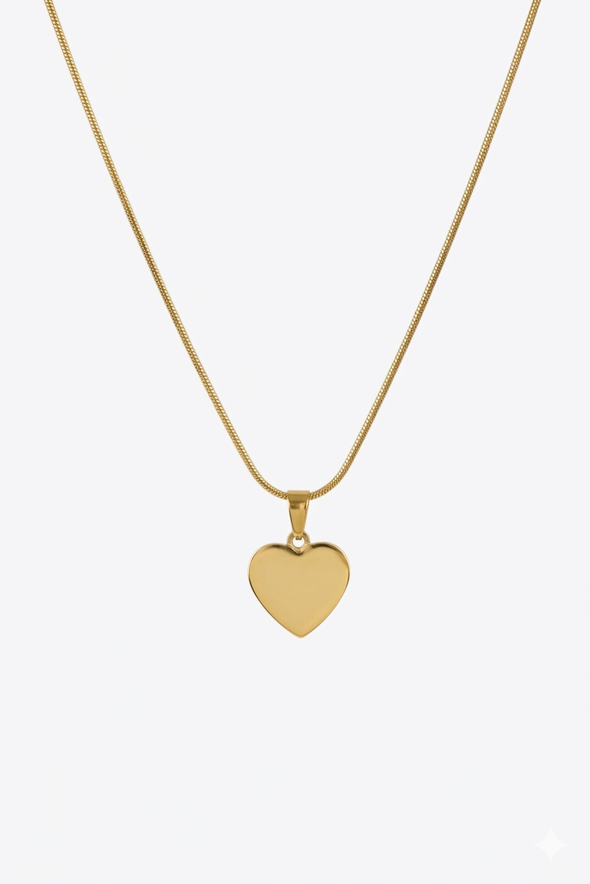 Goldene Halskette mit Herzanhänger – Schlichtes Design aus Edelstahl gravierbarer Anhänger