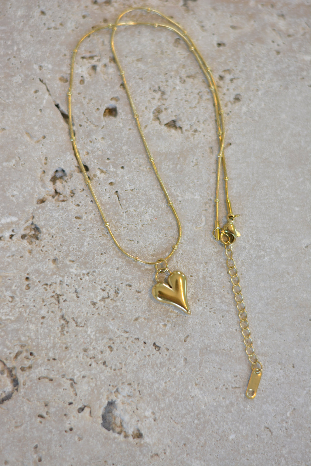 Goldene Gliederkette mit Herz-Anhänger, längenverstellbar, Edelstahl