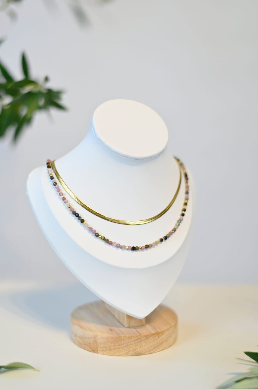 Schimmernde Turmalinoptik - Halskette gold bunt individuelle Kette