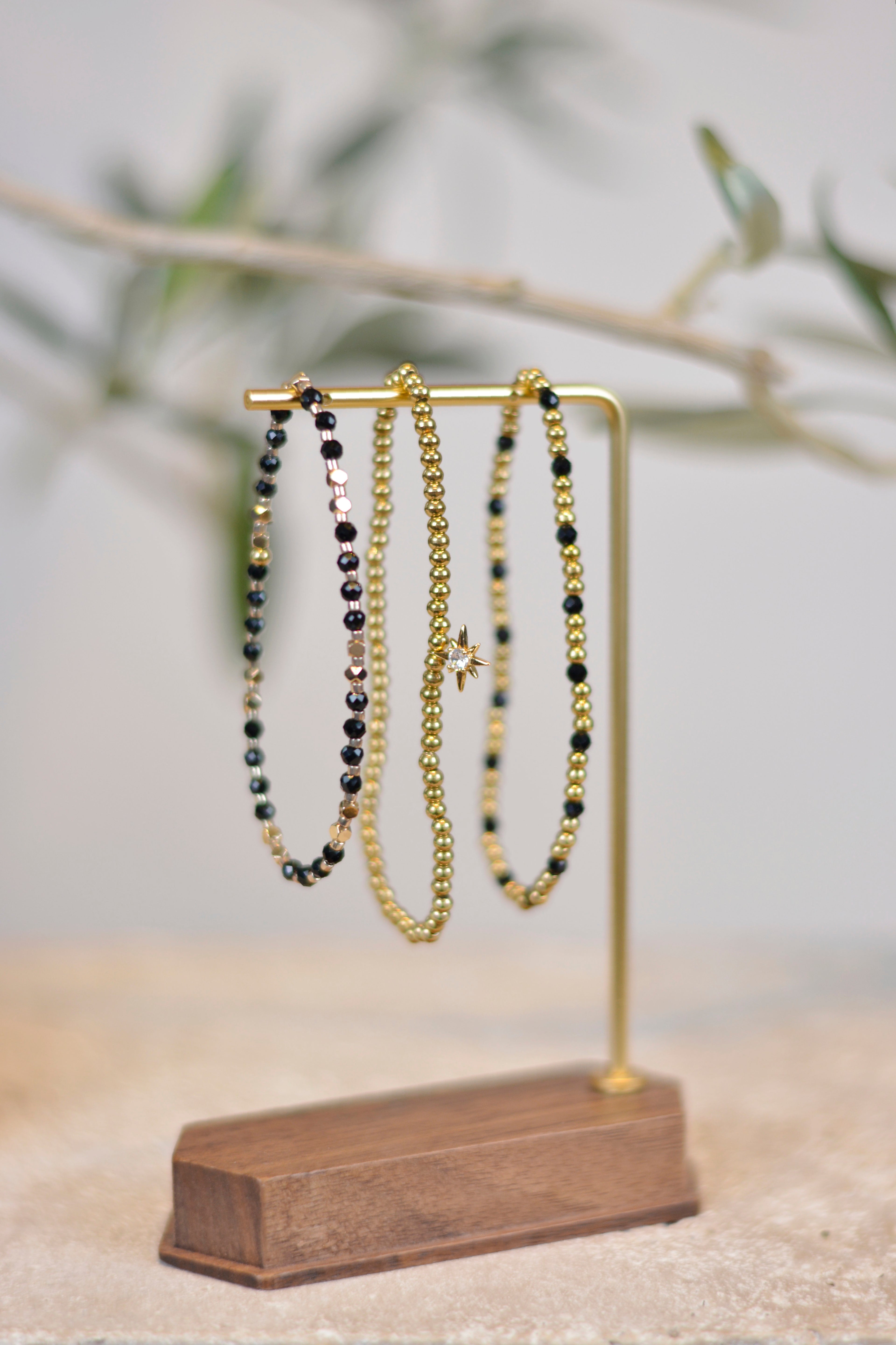 Schmuckset 'Katja' schwarz-gold Perlenarmbänder