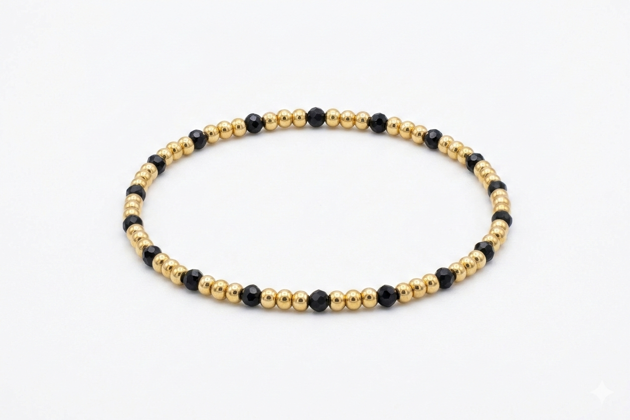 Schmuckset 'Katja' schwarz-gold Perlenarmbänder